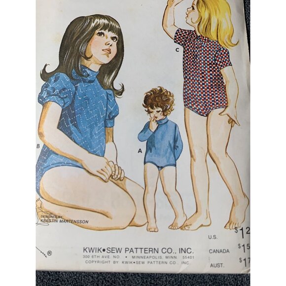 Kwik Sew Girls Boby Suits Sewing Pattern sz 4 6 8 247 - uncut - Picture 2 of 10